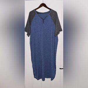 Ekouaer Henley Nightgown Sleepshirt‎ Soft Stretch Women XXL Relax Fit Loungewear